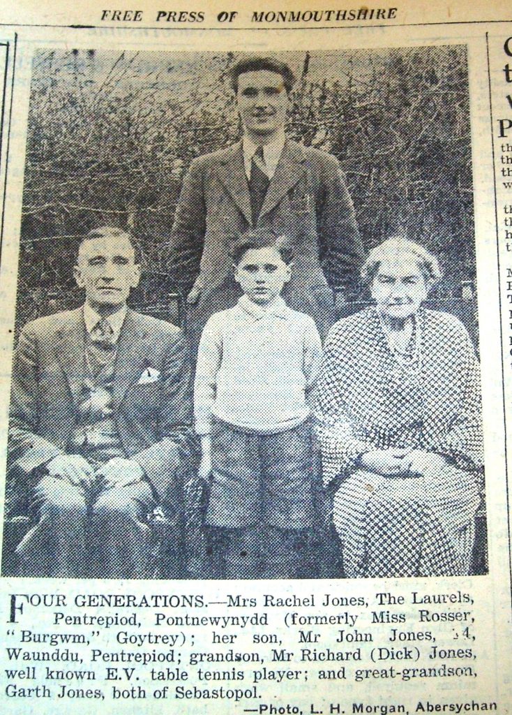 Martha Jones (Rosser) Bwrgwm Cottage, her son John Jones , and grandsons Richard (Dick) Jones and Garth Jones.